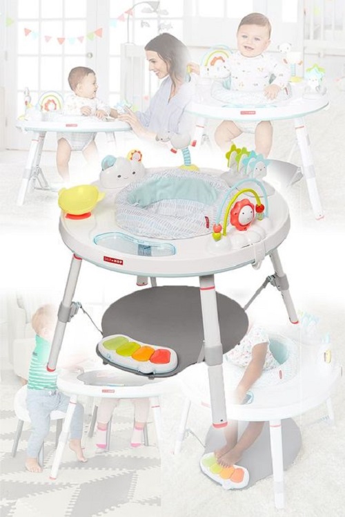 Enjoy hands-free moments while your little one explores colorful toys, music, lights, and more during playtime or mealtime.
