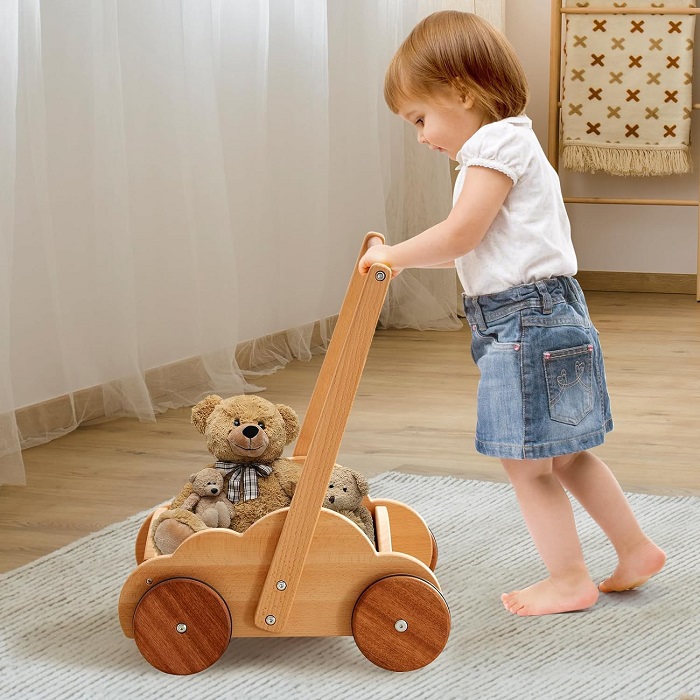 wooden baby walker