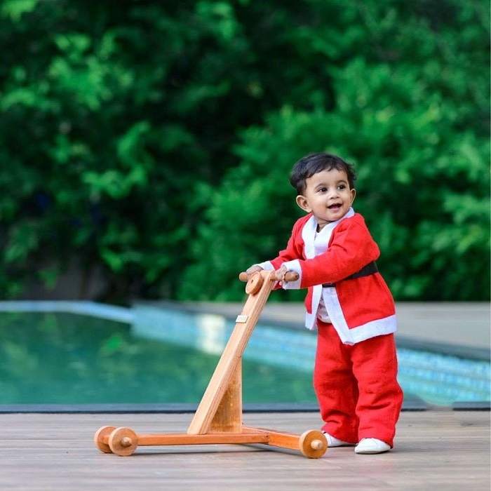 wooden baby walker